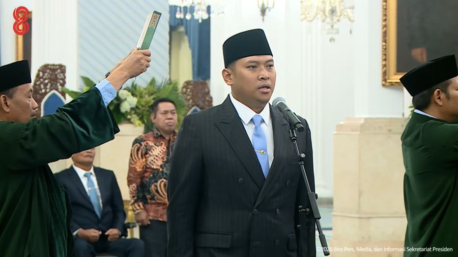 Foto: Sudaryono saat dilantik sebagai Kepala Badan Gizi Nasional (BGN) oleh Presiden Prabowo Subianto di Istana Merdeka, Jakarta, Rabu (22/7/2026). (Tangkapan Layar Youtube/Sekretariat Presiden)